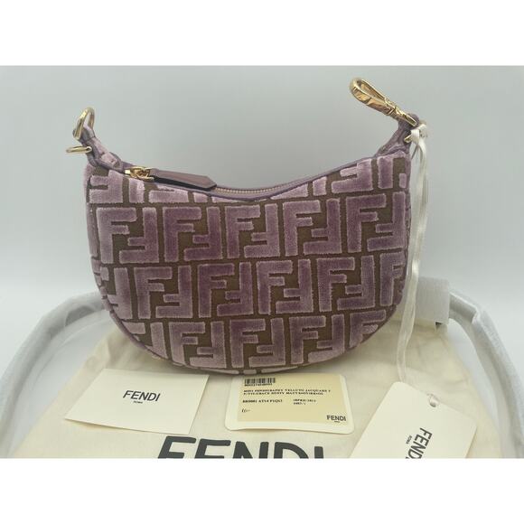 NEW FENDI FENDIGRAPHY MINI VELVET FF SHOULDER CROSSBODY BAG PURSE AUTHENTIC NWT! - Picture 5 of 16